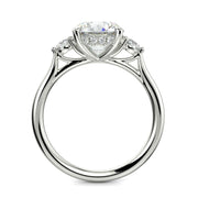 Juliet Round Cut Trilogy Pave 4 Prong Claw Set Engagement Ring Setting - Nivetta